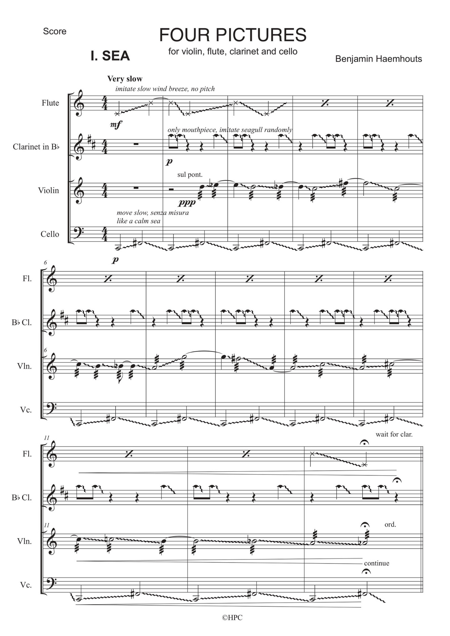 FOUR PICTURES - for Violin, Flute, Clarinet and Cello