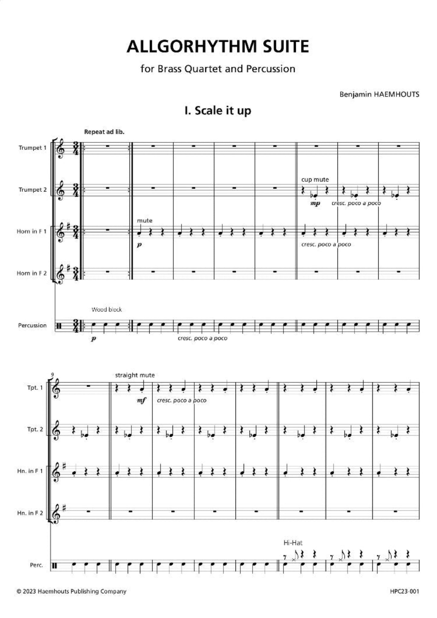 ALLGORHYTHM SUITE - for Brass Quartet and Percussion