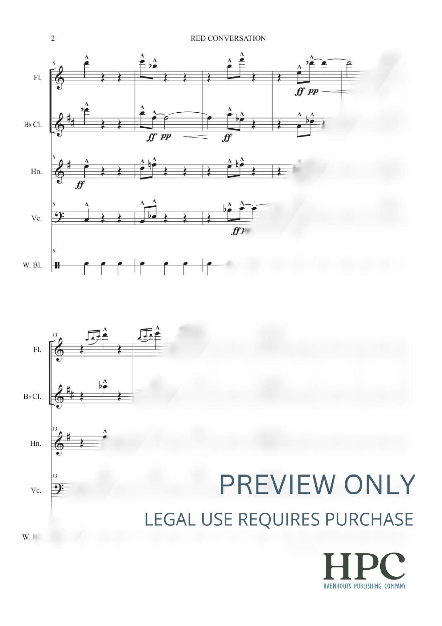 RED CONVERSATION - for Flute, Clarinet, Horn and Violoncello