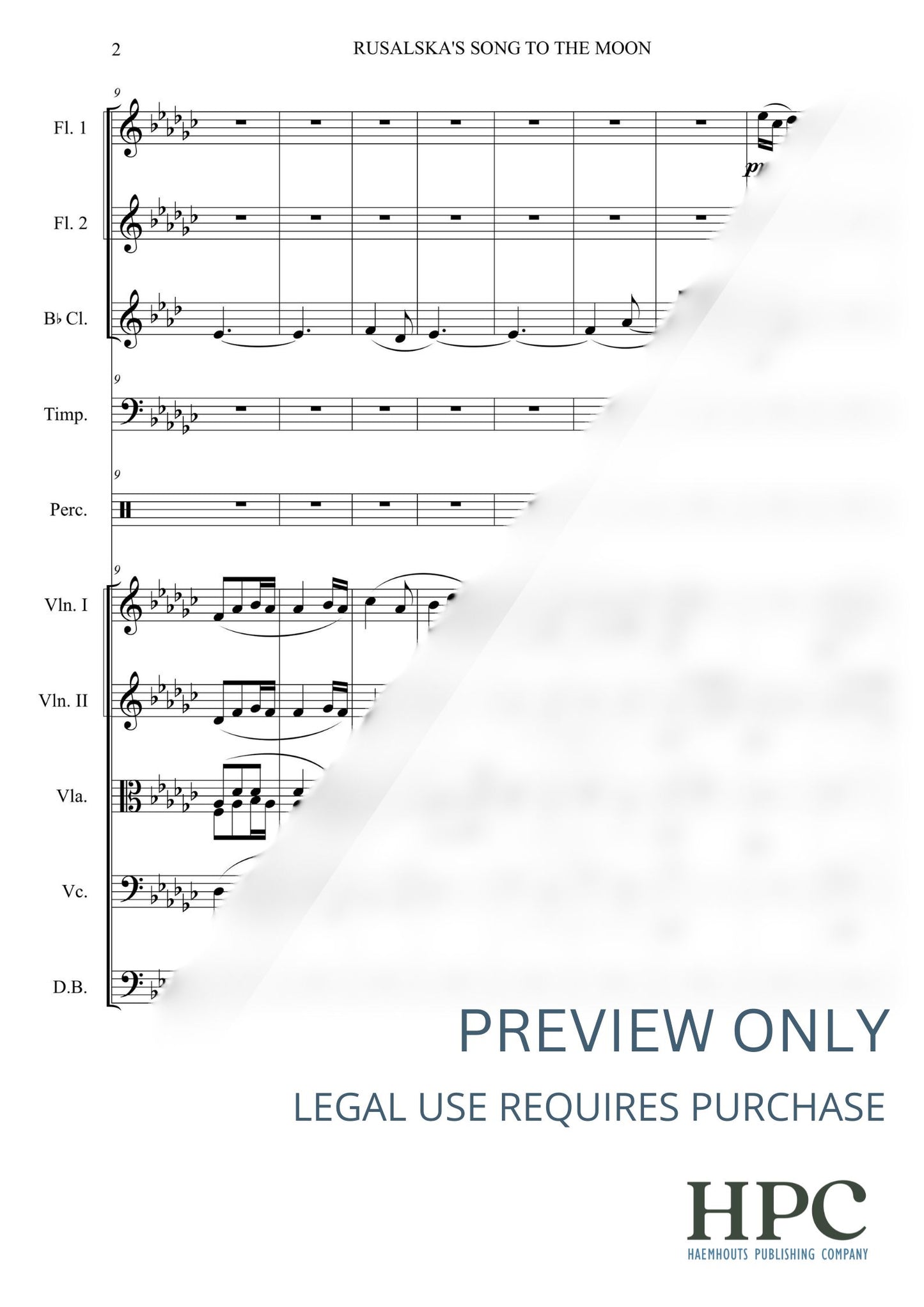 RUSALKA’S SONG TO THE MOON - for Flute, Clarinet, Percussion and Strings