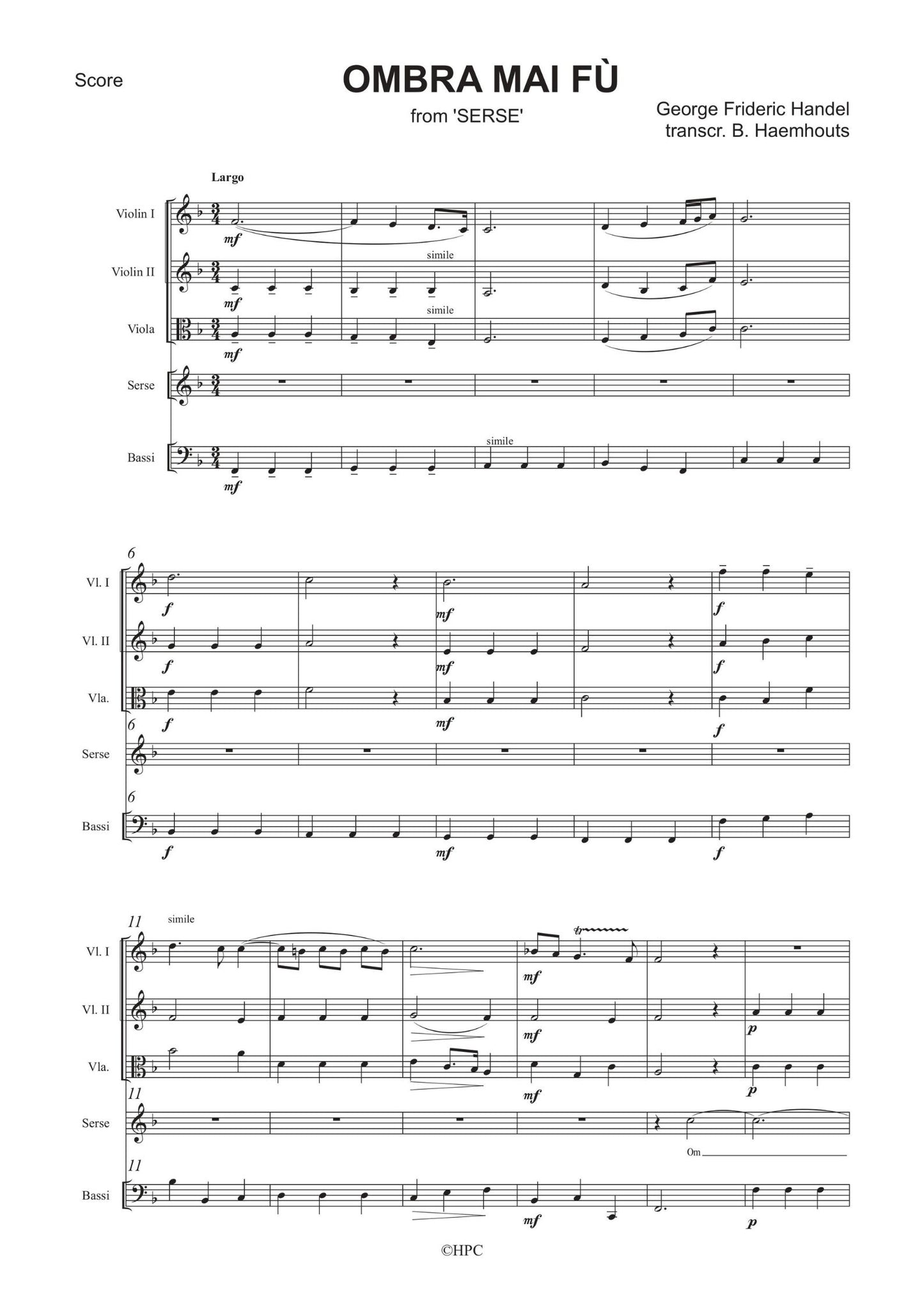 OMBRA MAI FÙ (F) - from Serse