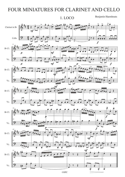 FOUR MINIATURES - for Clarinet and Cello