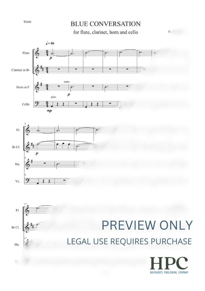 BLUE CONVERSATION – for Flute, Clarinet, Horn and Violoncello