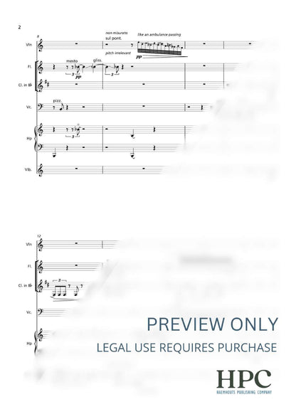 LAMENTO – for Violin, Flute, Clarinet, Violoncello, Harp and Vibraphone