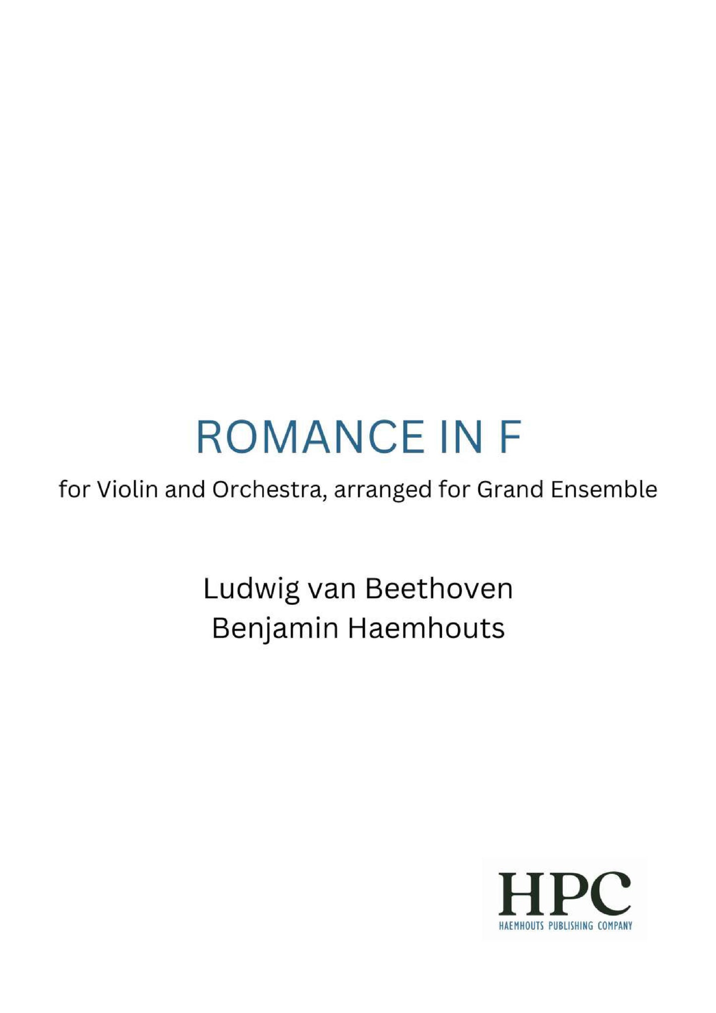 ROMANCE NR. 2 IN F MAJOR, OP. 50 - for Violin and Orchestra arranged for Grand Ensemble