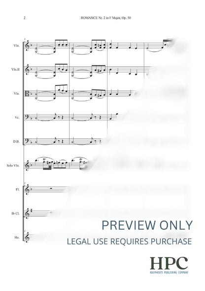 ROMANCE NR. 2 IN F MAJOR, OP. 50 - for Violin and Orchestra arranged for Grand Ensemble