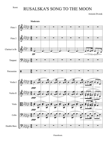 RUSALKA’S SONG TO THE MOON - for Flute, Clarinet, Percussion and Strings