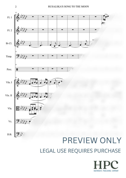 RUSALKA’S SONG TO THE MOON - for Flute, Clarinet, Percussion and Strings